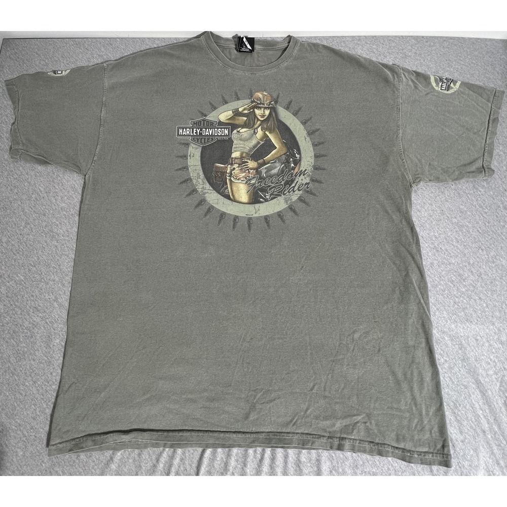 Harley-Davidson‎ Shirt Mens 2XL Green Freedom Rider Graphic Indianapolis Eagle